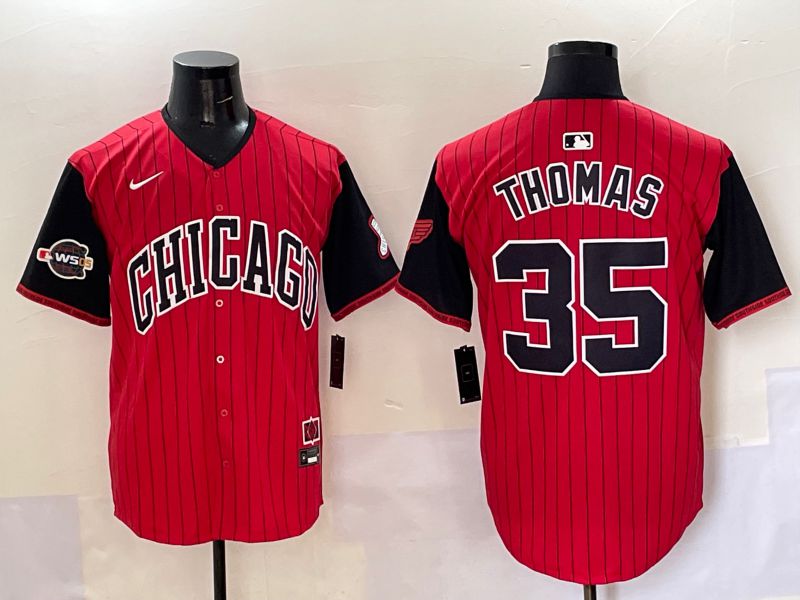 Men 2025 Chicago White Sox #35 Thomas Red Stripe Joint Name Nike MLB Jersey style 40->chicago white sox->MLB Jersey